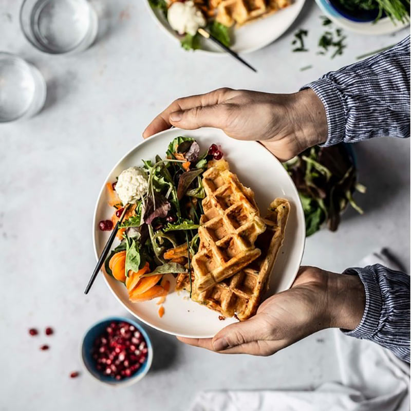 Gemüsewaffeln mit Camembert Creme