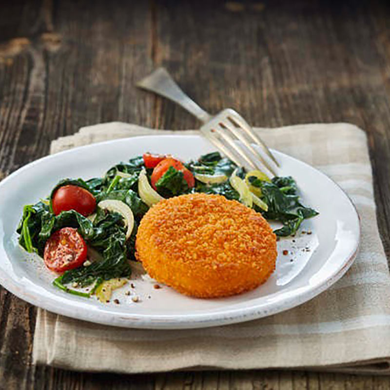 Back-Camembert mit Blattspinat