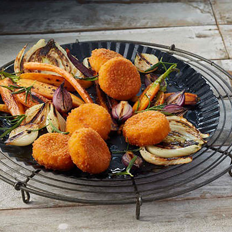 Back-Gouda Taler auf Ofengemüse