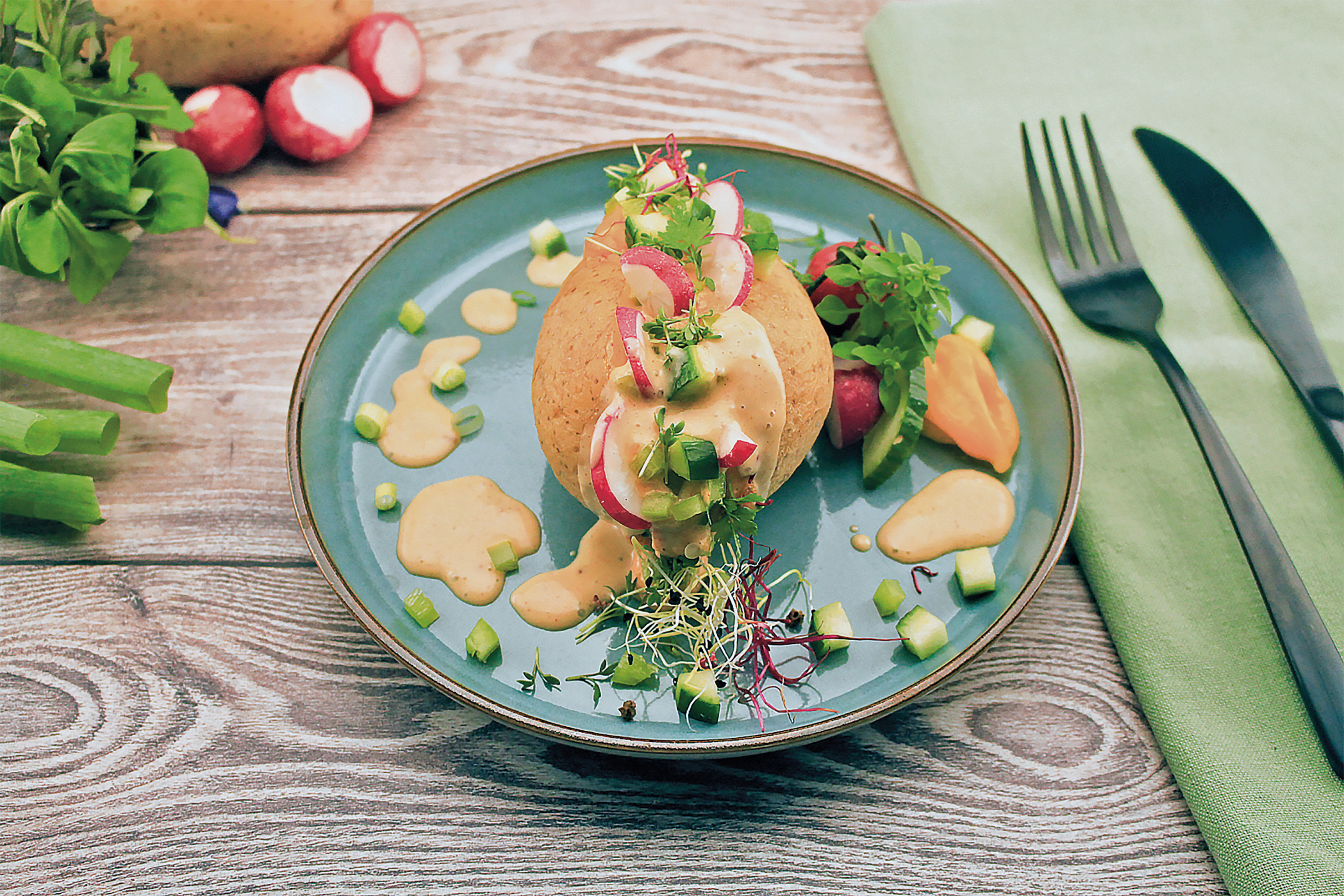 Vegane Ofenkartoffeln mit Opflanzda