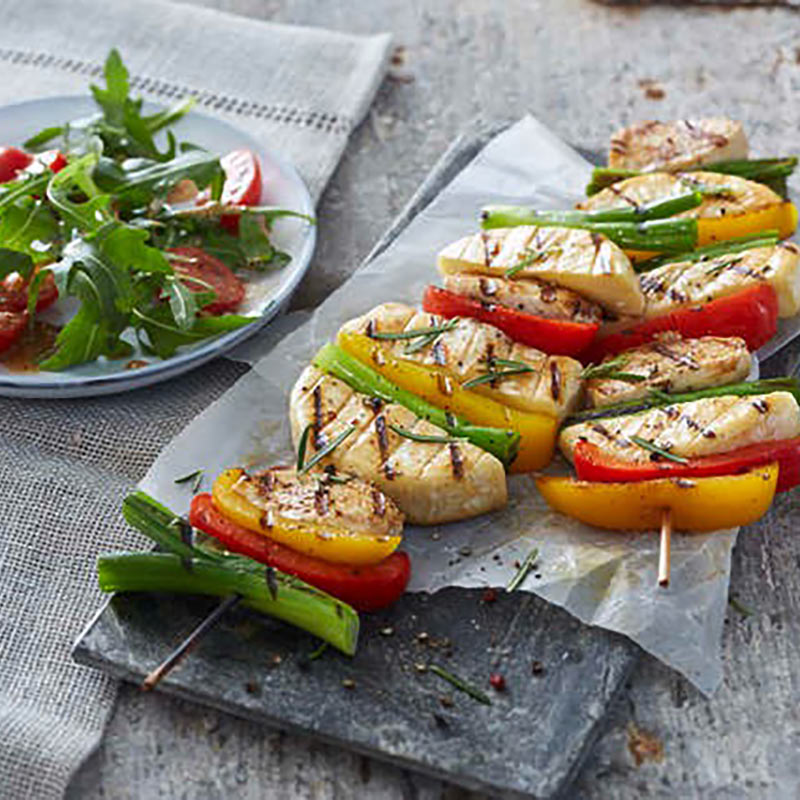 Grill Camembert-Hähnchen-Spieß