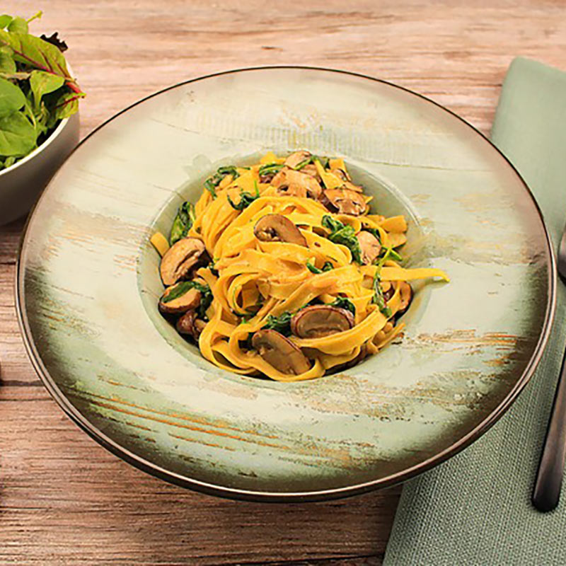 Vegane Spinat-Pilz-Pasta mit Opflanzda