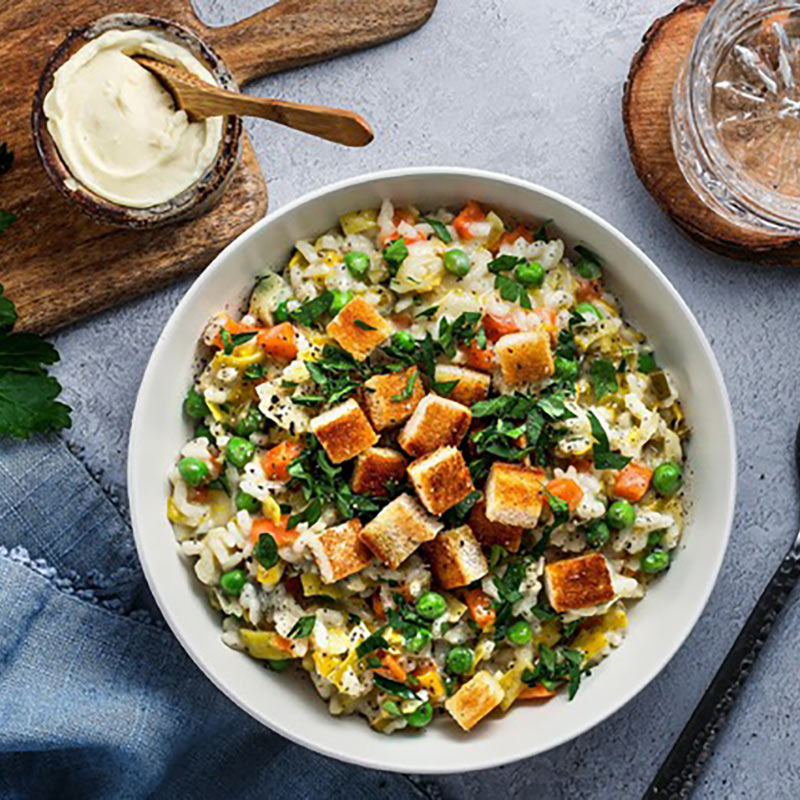 Frühlingsrisotto mit Camembert Creme