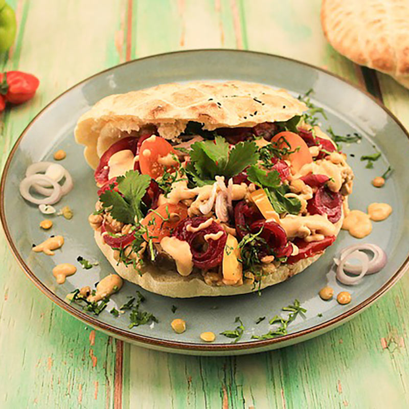 Vegane Pita-Brote mit Opflanzda