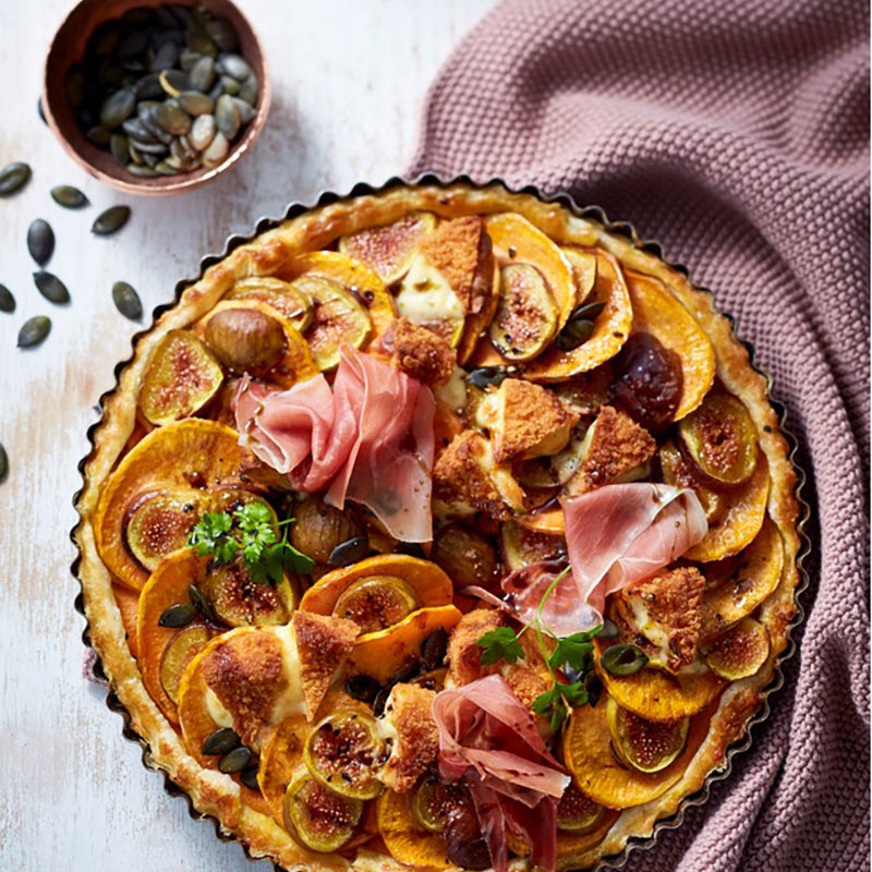 Blätterteig-Süßkartoffel-Tarte mit Back-Camembert